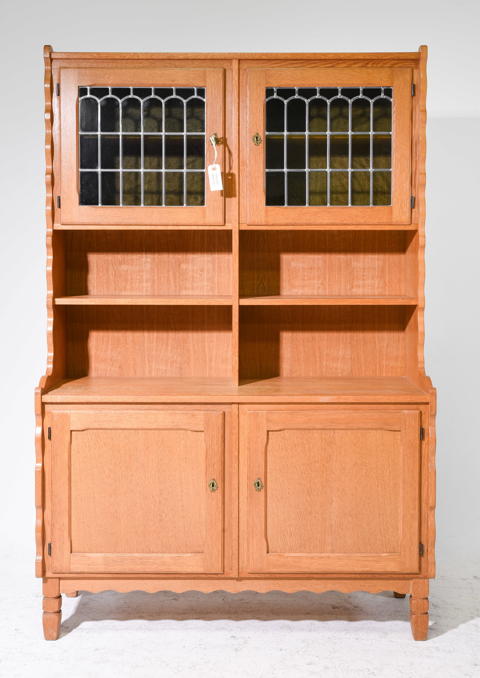 Danish Oak Stained Leaded Glass Cabinet (1 of 9)