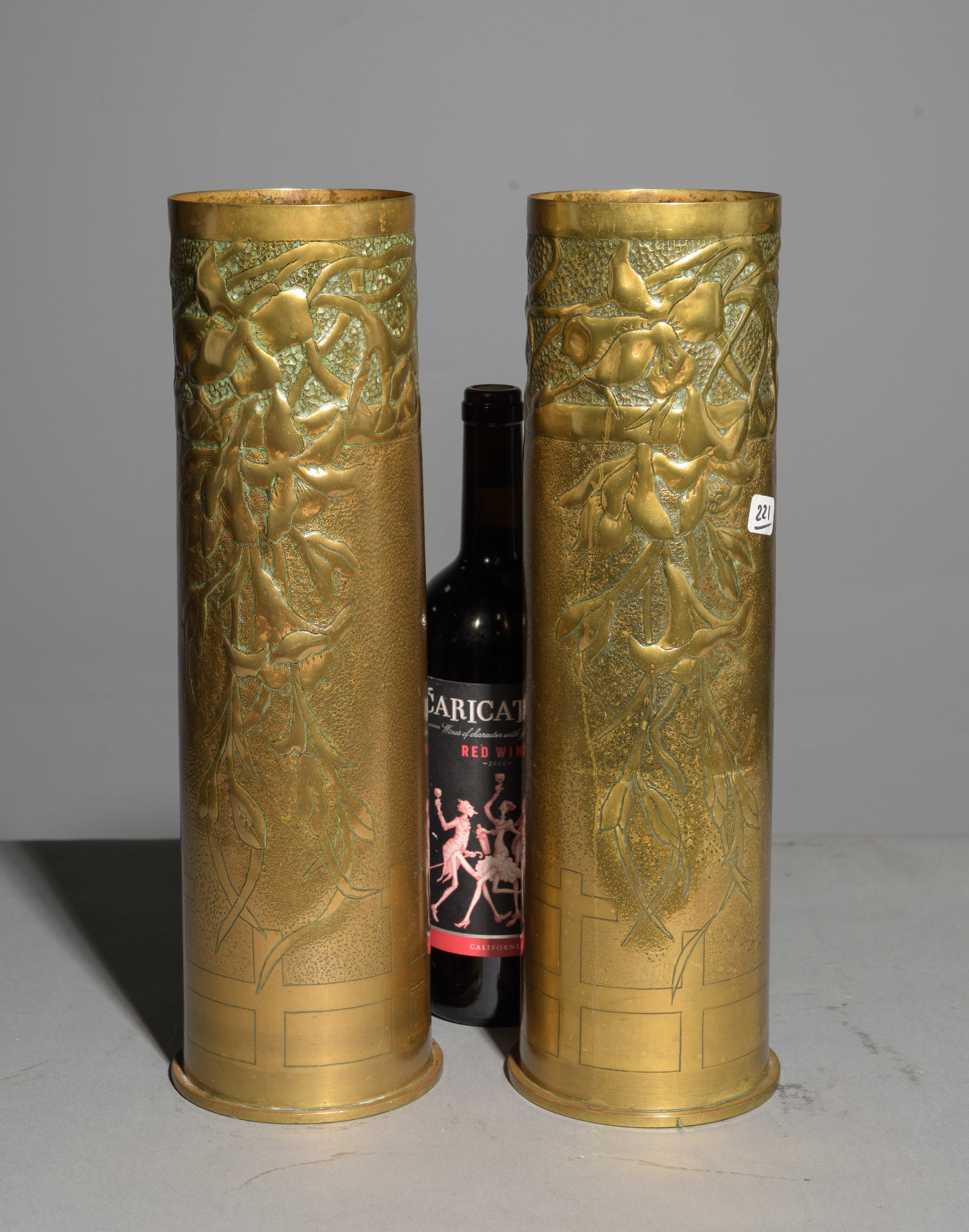 Large Pair of Brass Trench Art Vases (1 of 4)