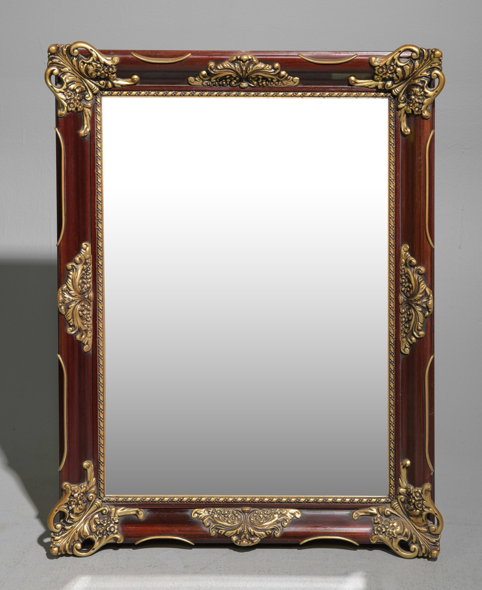 Louis XV Style Gilded Mahogany Framed Mirror: French Louis XV Style Gilded Mahogany Framed Beveled Mirror - 33.5 in tall x 26 x 3
