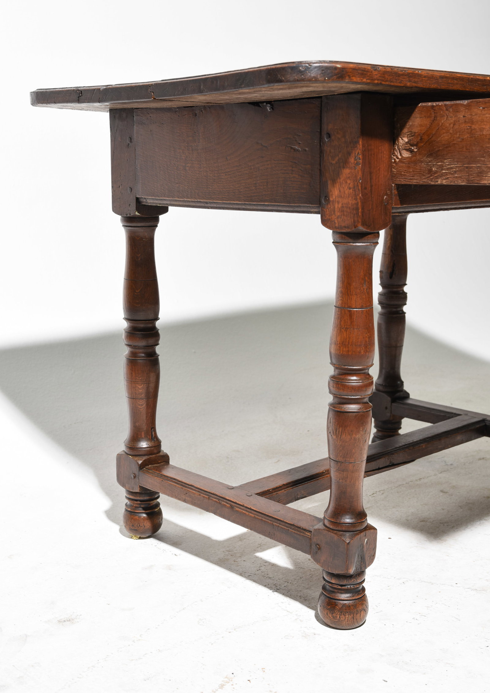 French Rustic Oak Single Drawer Table - 3