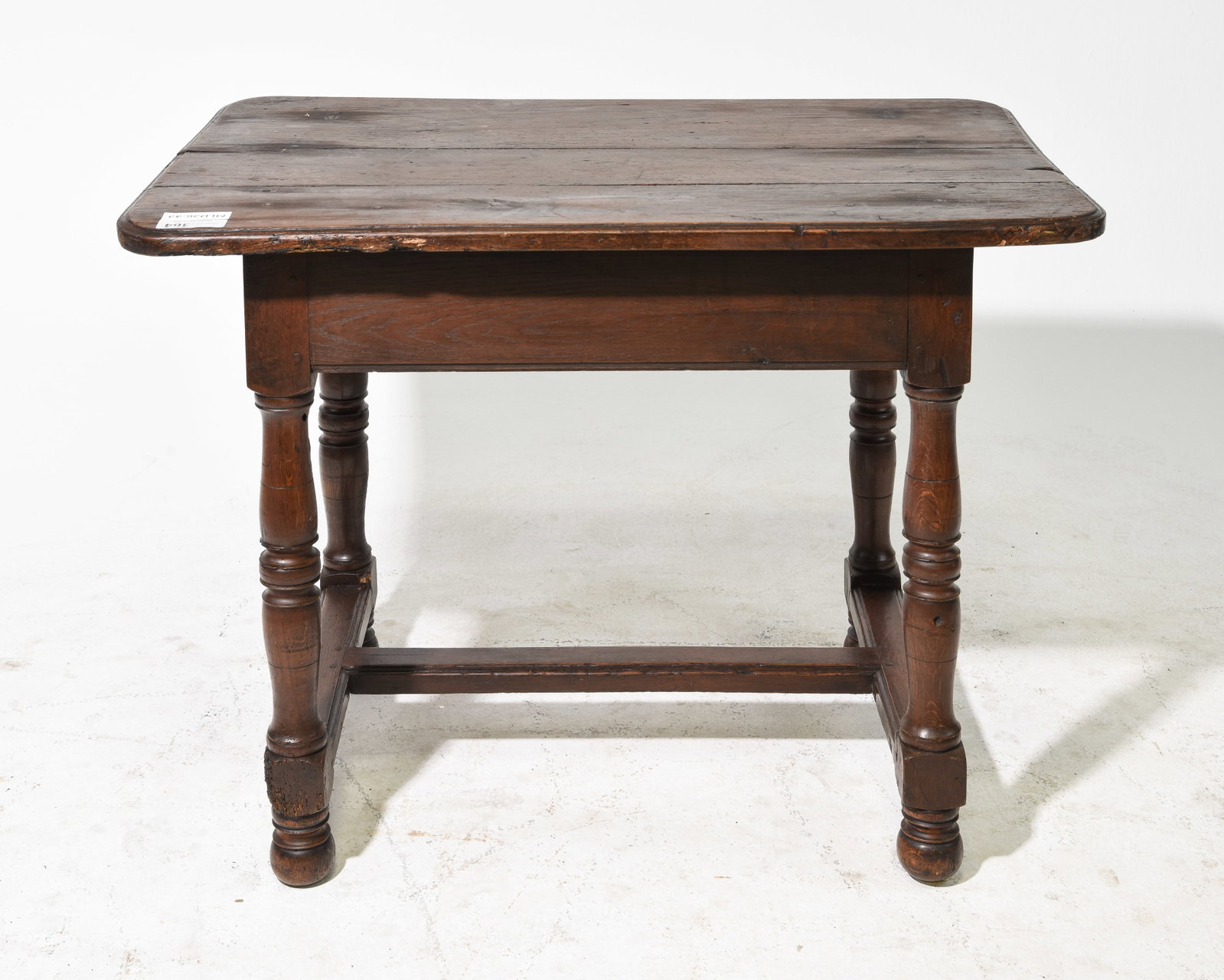 French Rustic Oak Single Drawer Table - 4