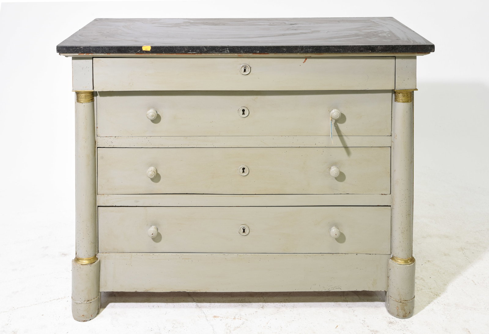French Empire Style Marble Top Painted Chest (1 of 5)