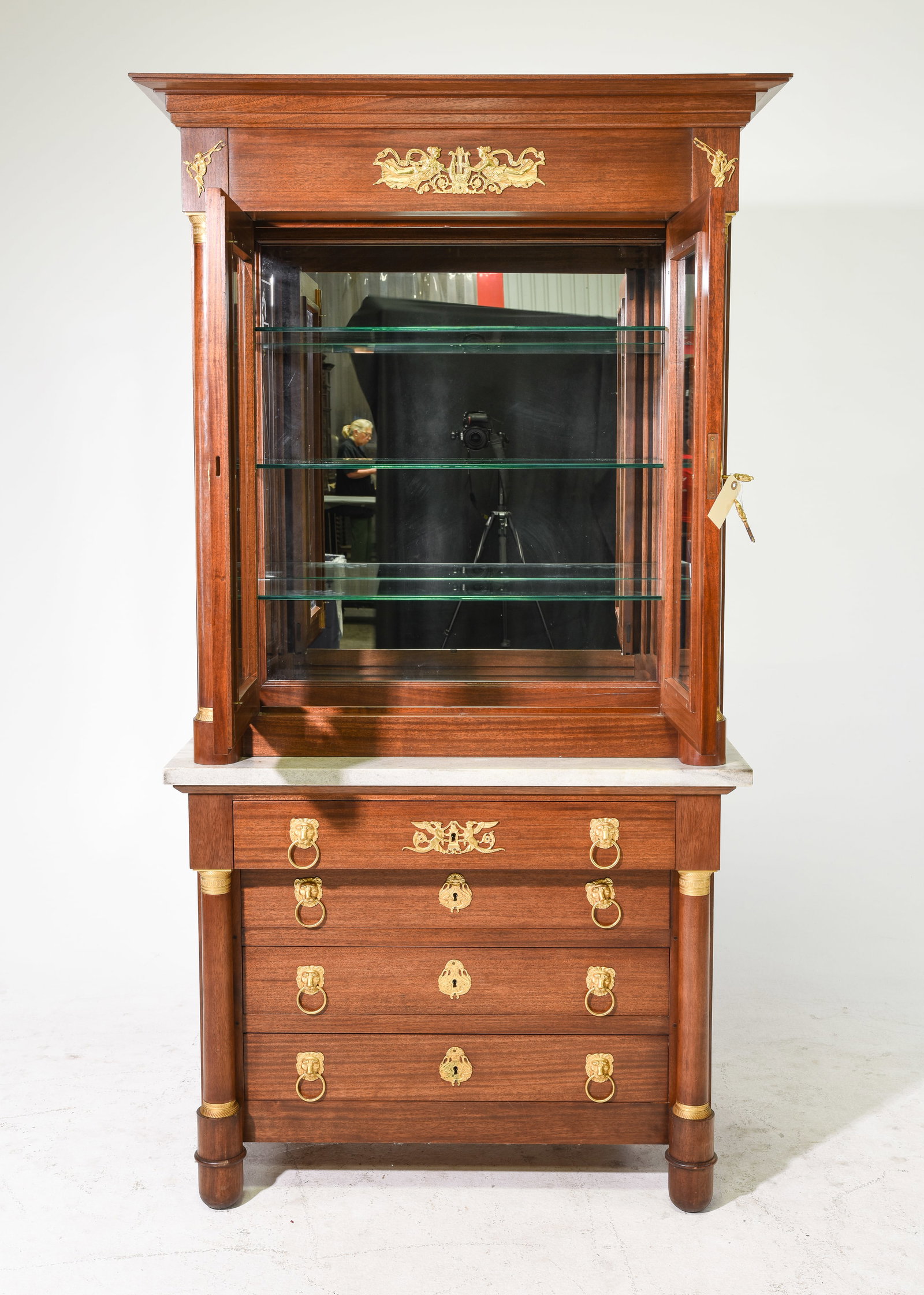 French Empire Style Mirror Back Showcase - 2