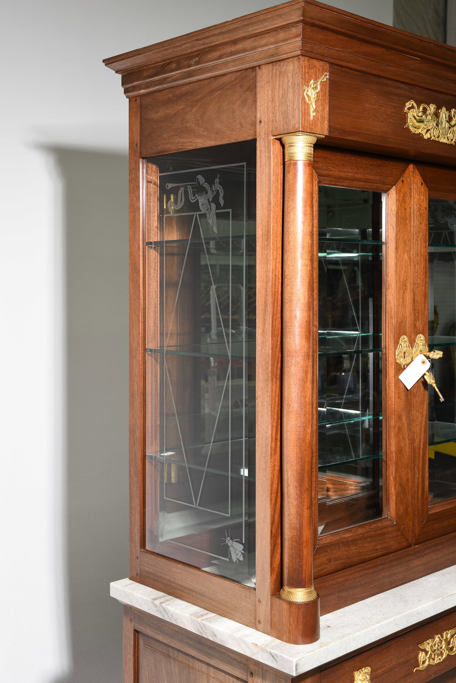 French Empire Style Mirror Back Showcase - 5
