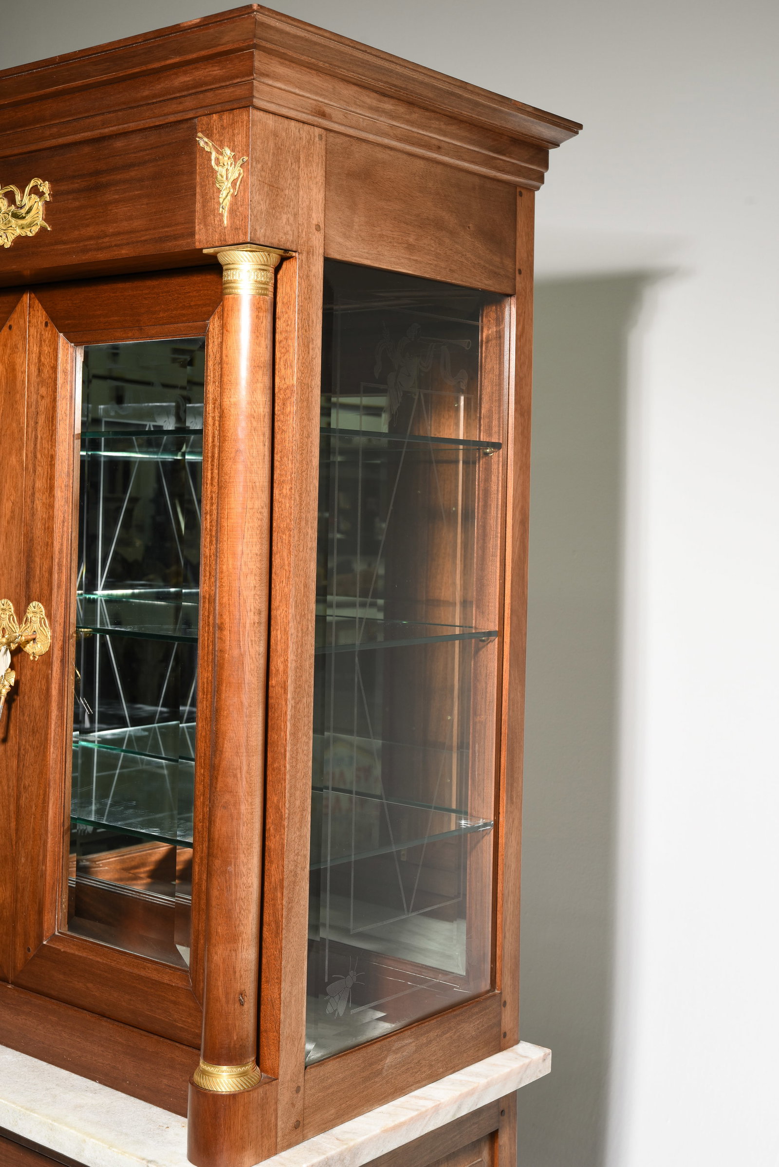 French Empire Style Mirror Back Showcase - 7