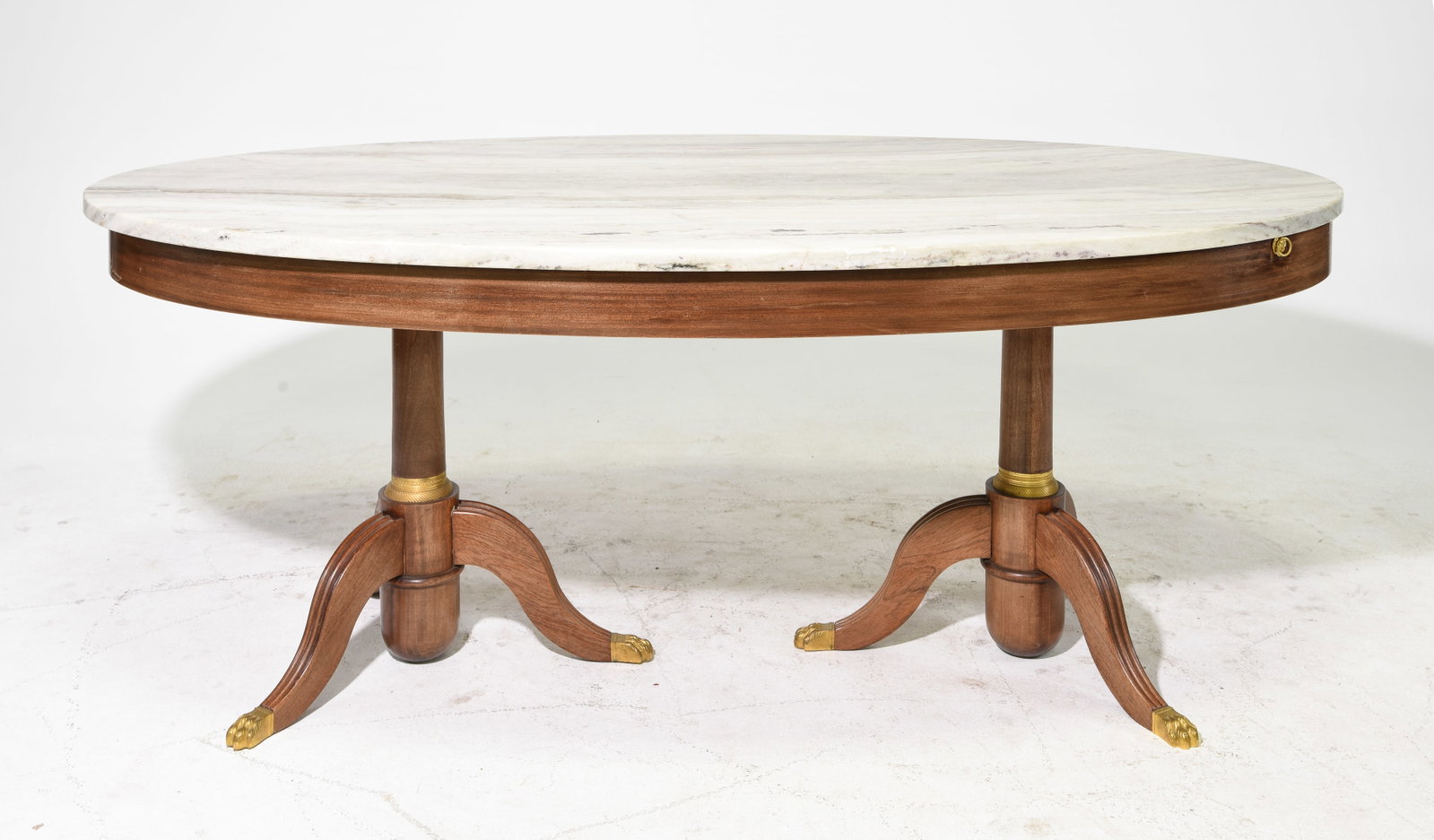 French Empire Style White Marble Top Oval Table (1 of 6)