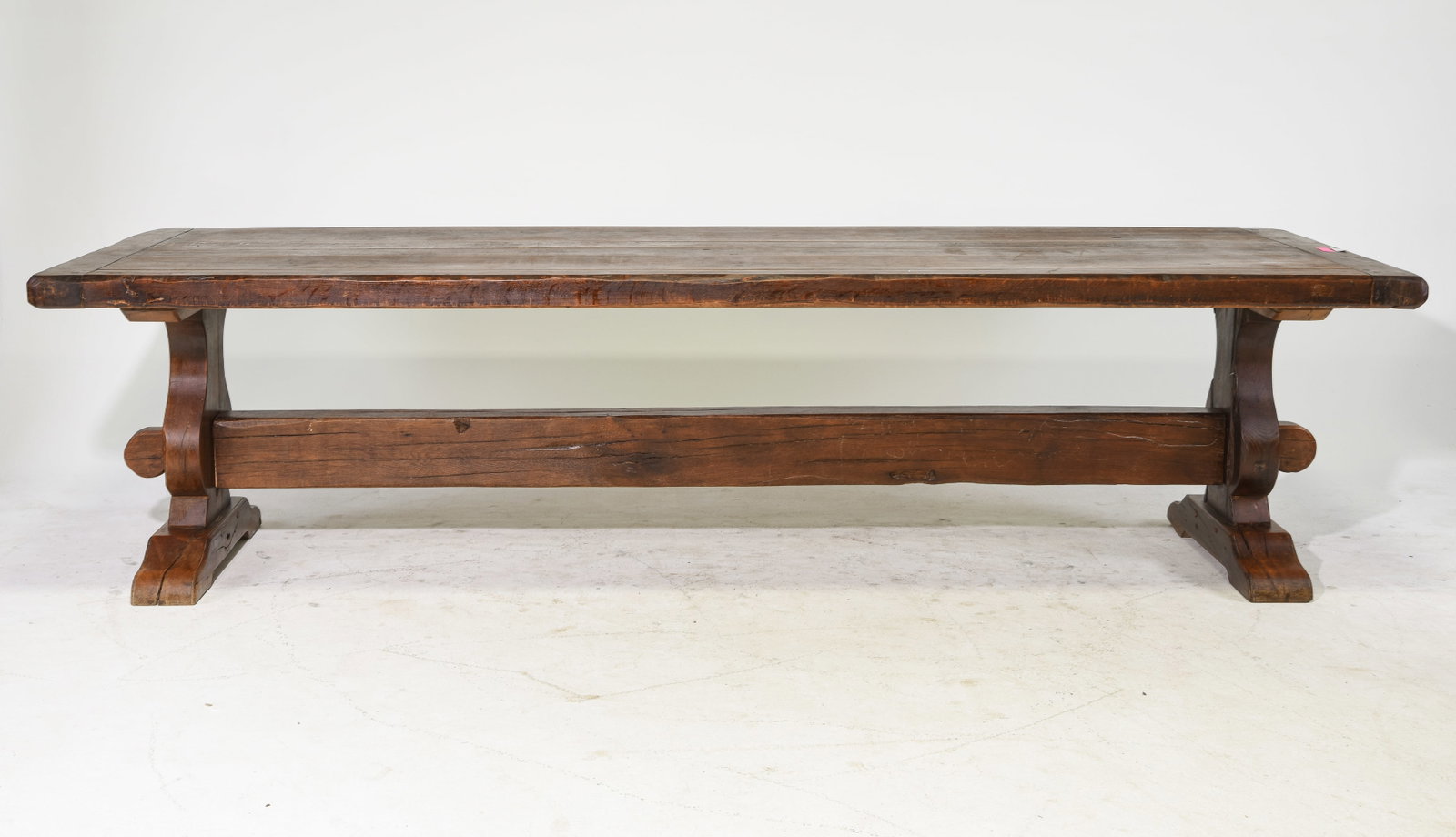 French Solid Heavy Oak Trestle Base Monastery Table (1 of 6)