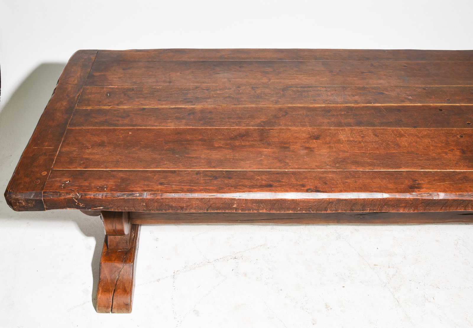 French Solid Heavy Oak Trestle Base Monastery Table - 2