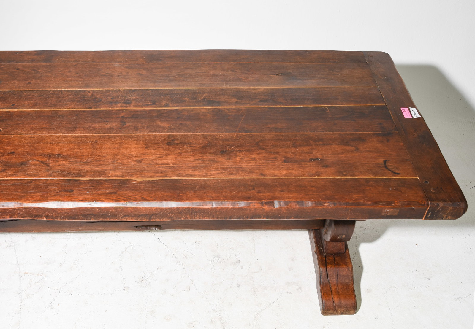 French Solid Heavy Oak Trestle Base Monastery Table - 3