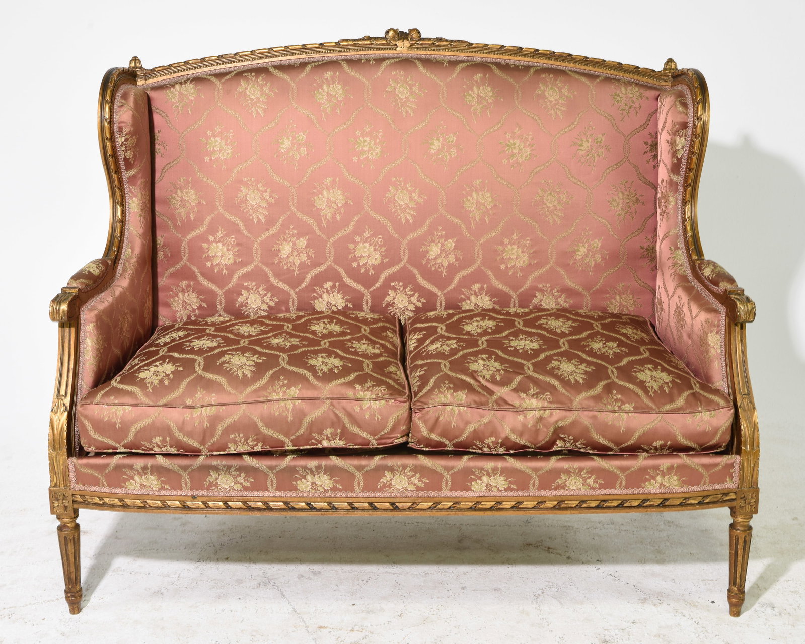 Louis XVI Style Gold Gilt Wing Back Sofa / Settee (1 of 3)