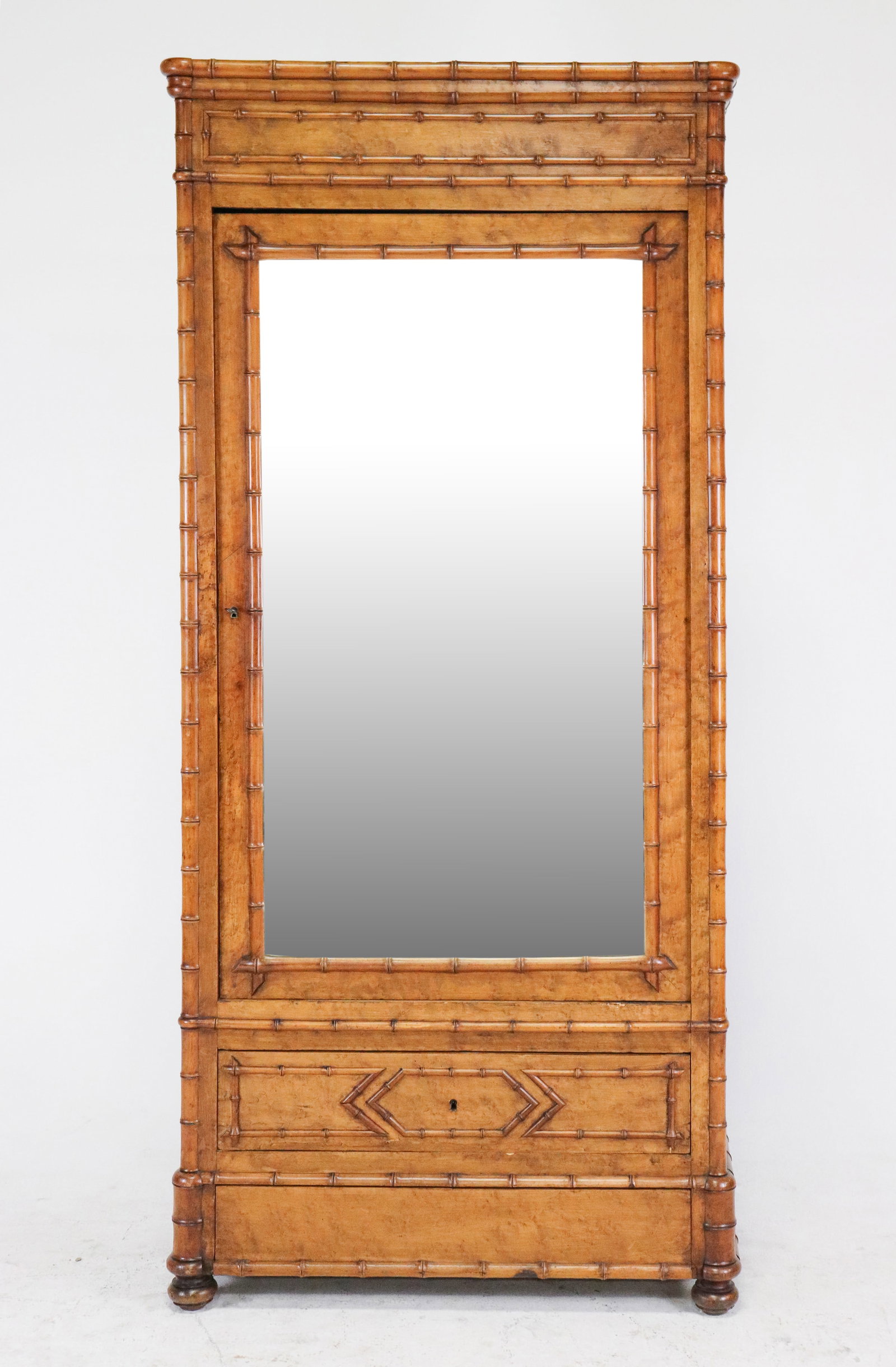 Faux Bamboo Single Door w/Mirror Armoire (1 of 6)