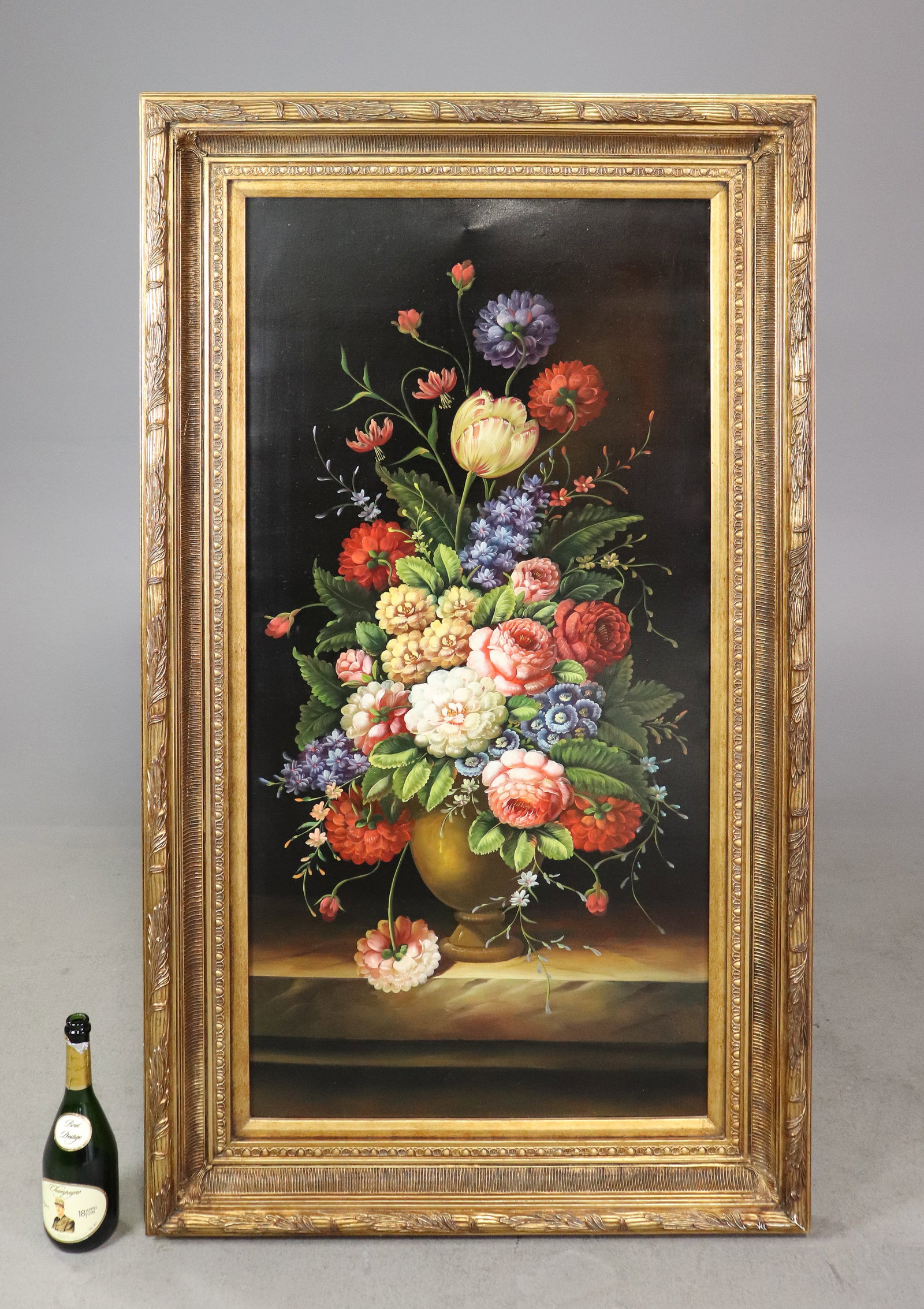 Large Gold Frame Oil on Canvas Floral Still Life (1 of 6)