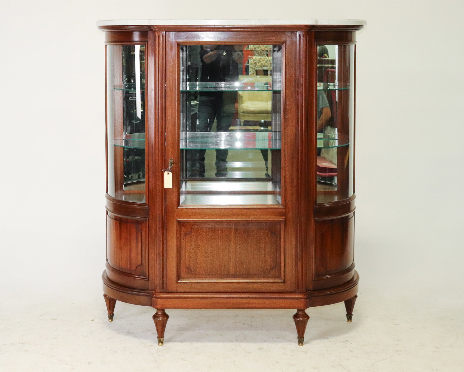 Louis XVI Style Mirror back Showcase: French Louis XVI Style Mirror back Showcase/Display Cabinet that is 63.5 in tall x 55.25 in x 19 in.