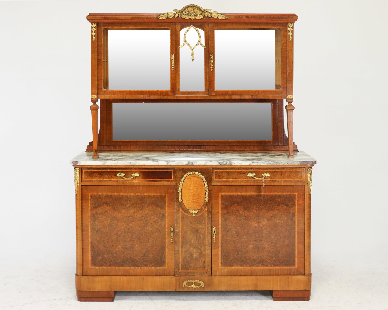 Louis XVI Style Marble Top Double Buffet (1 of 8)