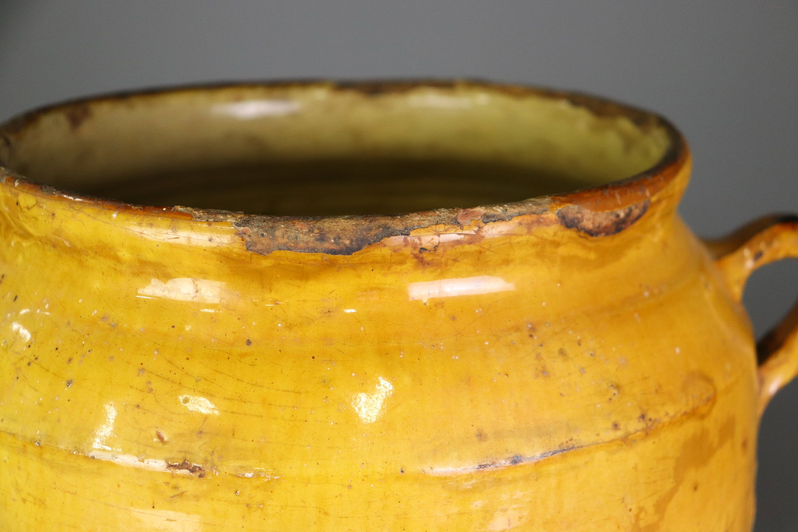 French Large Yellow Glazed Confit Pot - 2