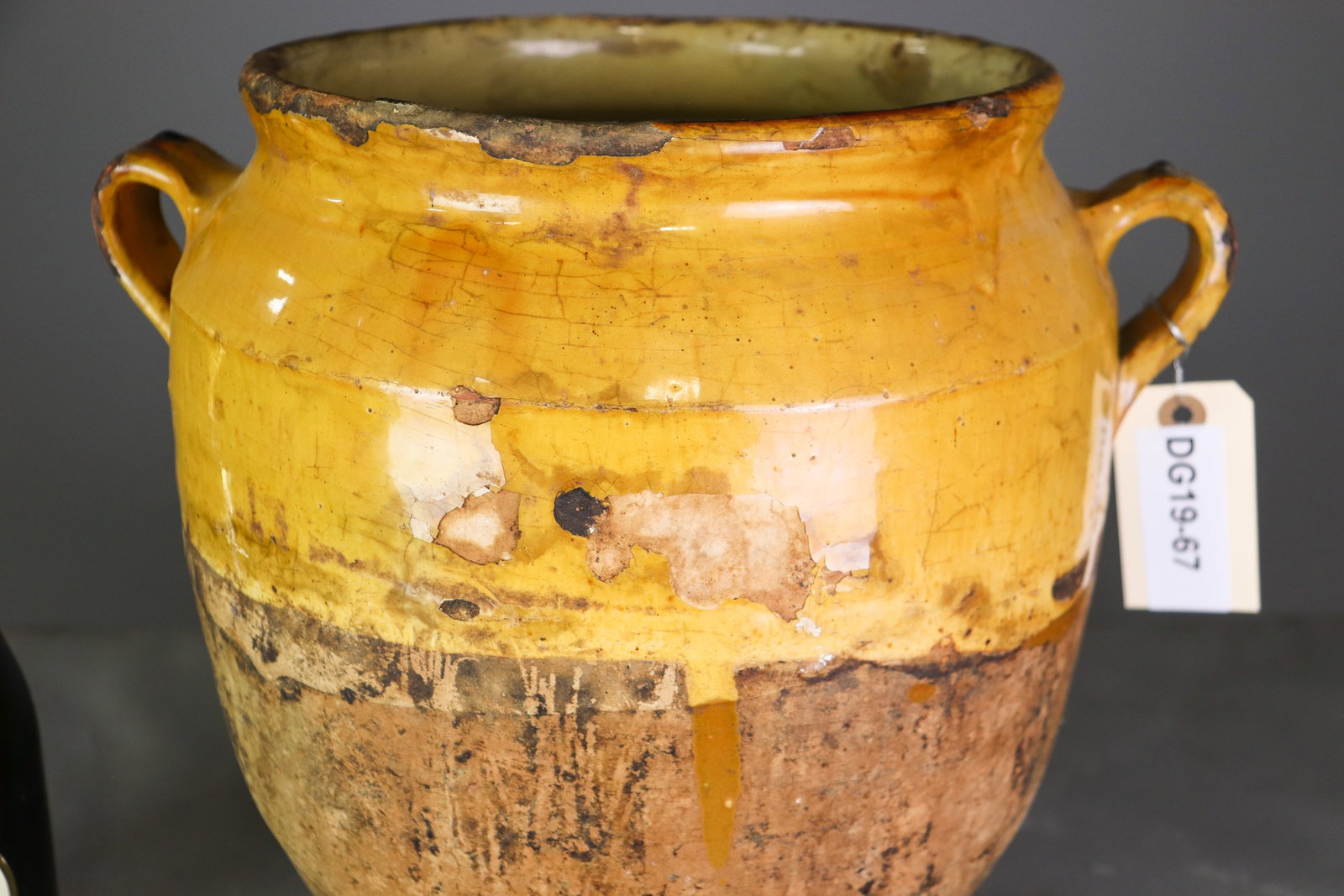 French Large Yellow Glazed Confit Pot - 3