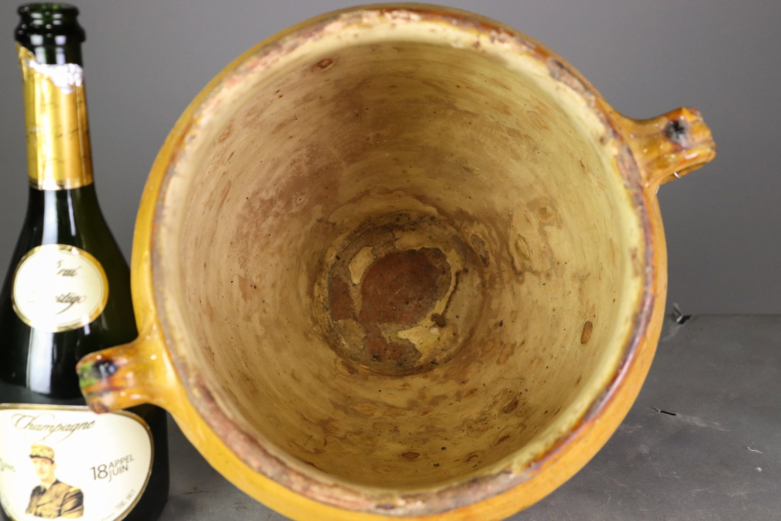 French Large Yellow Glazed Confit Pot - 4