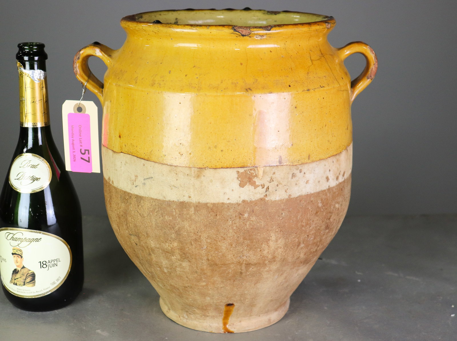 French Large Yellow Glazed Confit Pot (1 of 5)