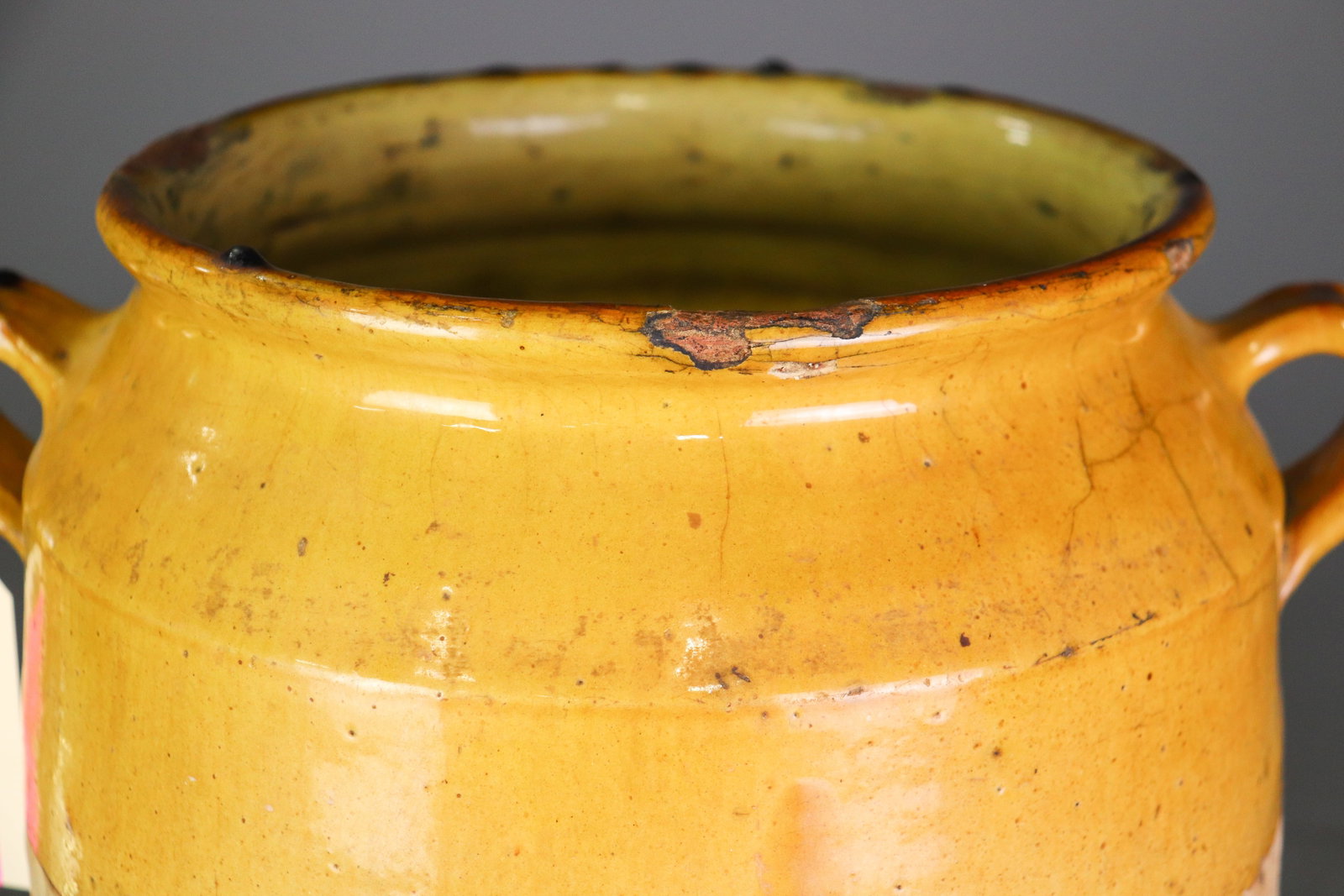 French Large Yellow Glazed Confit Pot - 2