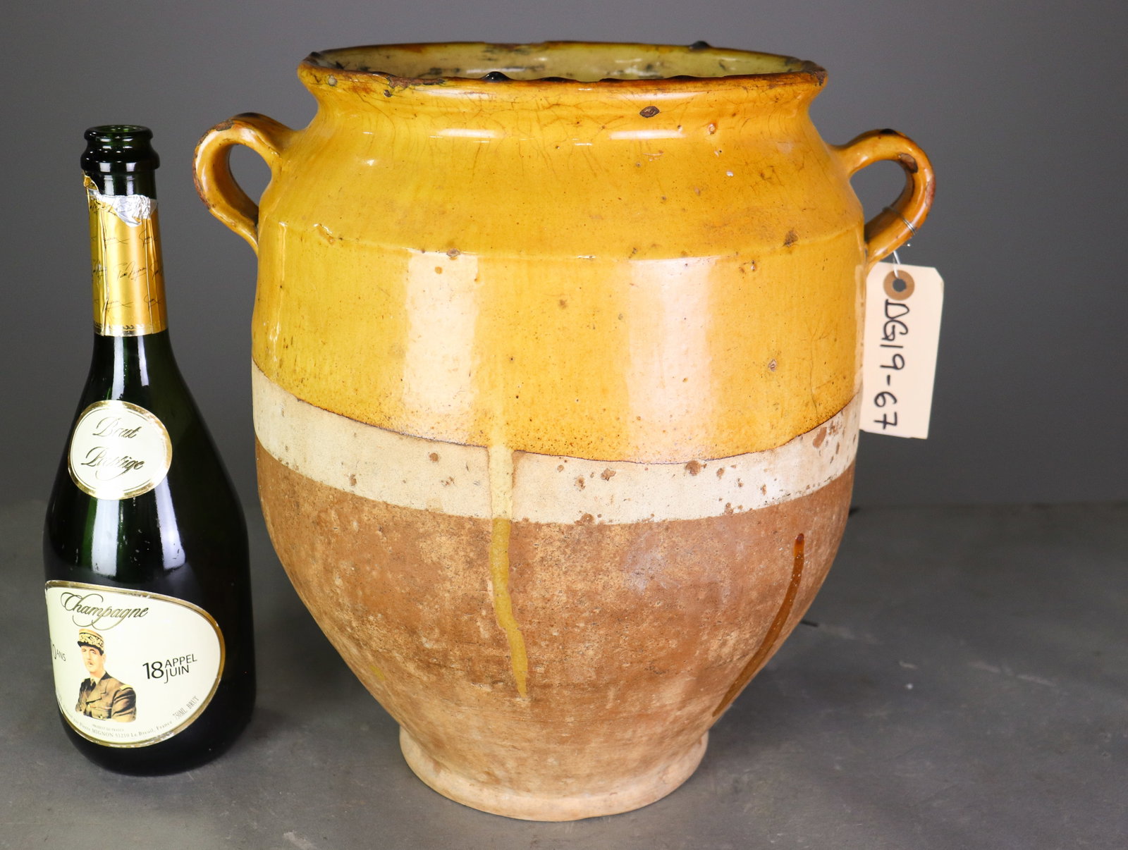 French Large Yellow Glazed Confit Pot - 3