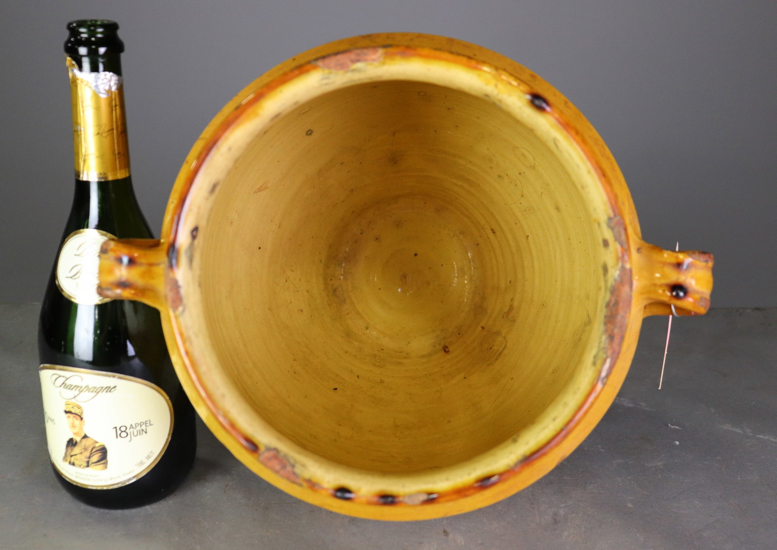French Large Yellow Glazed Confit Pot - 4
