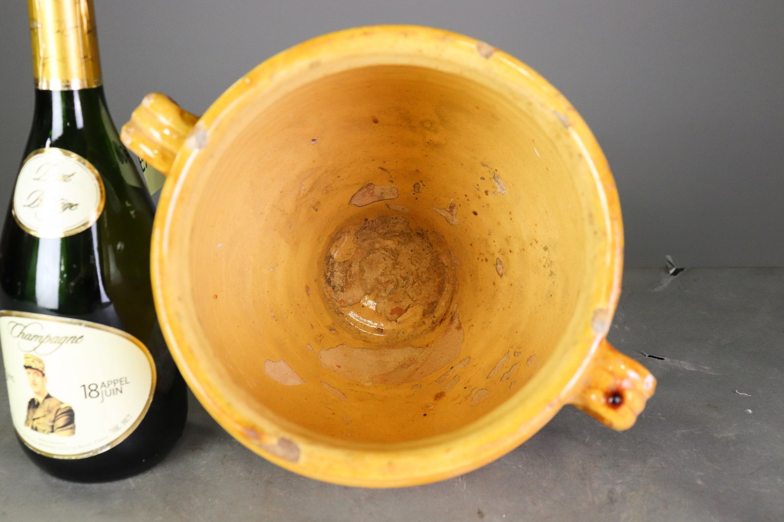 French Small Yellow Glazed Confit Pot - 3