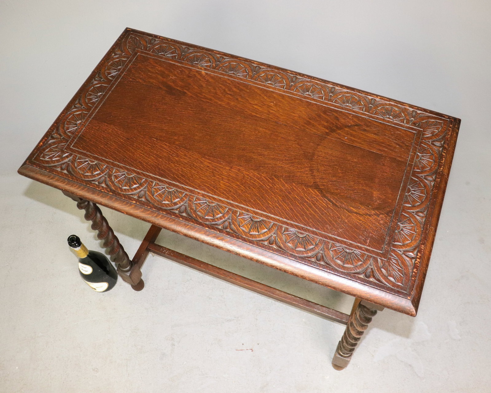 British Oak Etched Barley Twist Table - 2