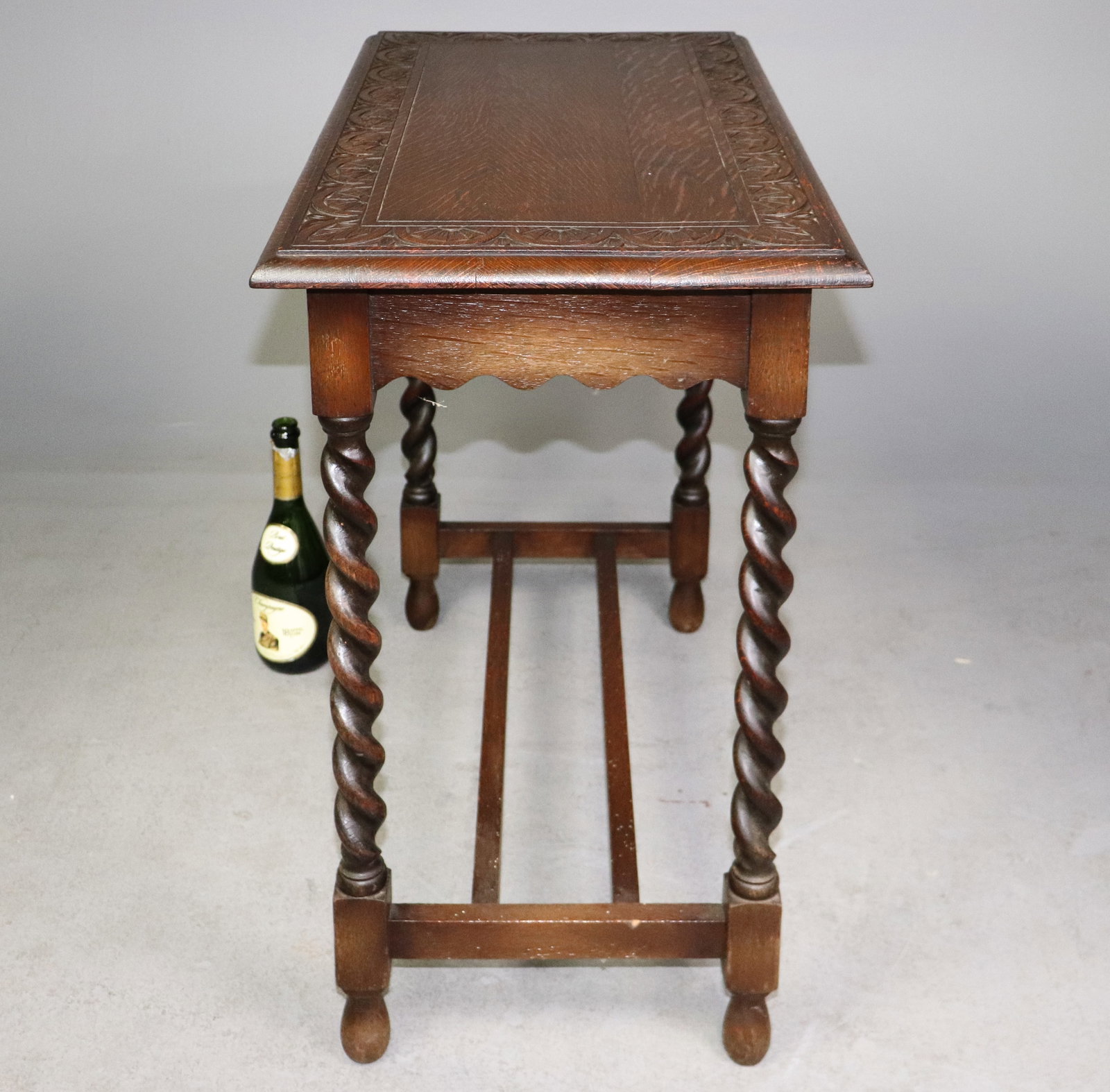 British Oak Etched Barley Twist Table - 3