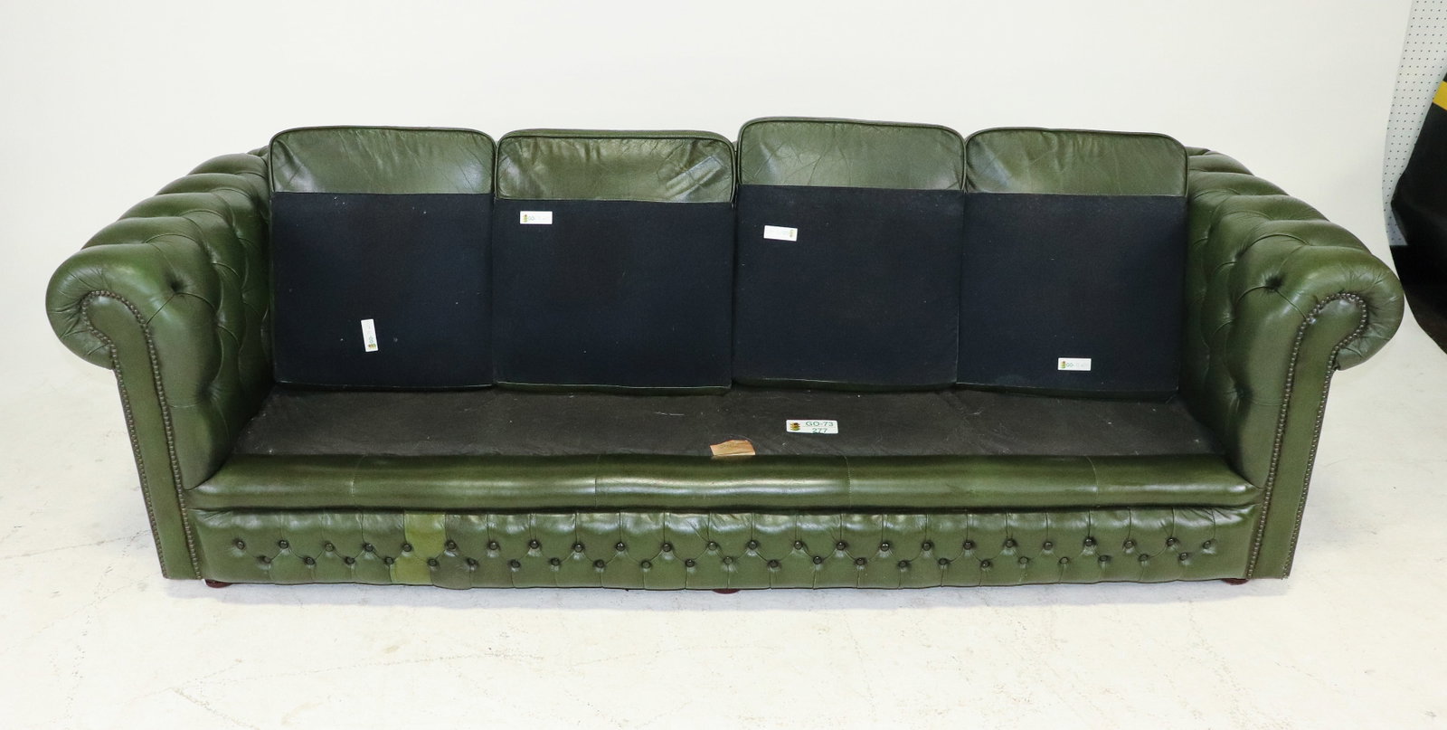 British Green Leather 4-seater Sofa - 3