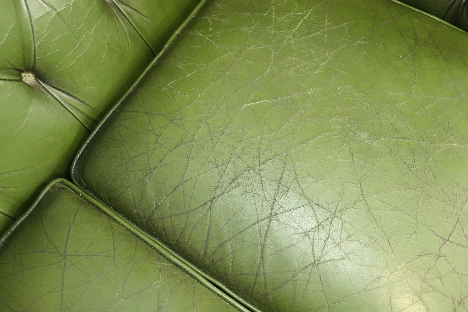 British Green Leather 4-seater Sofa - 4