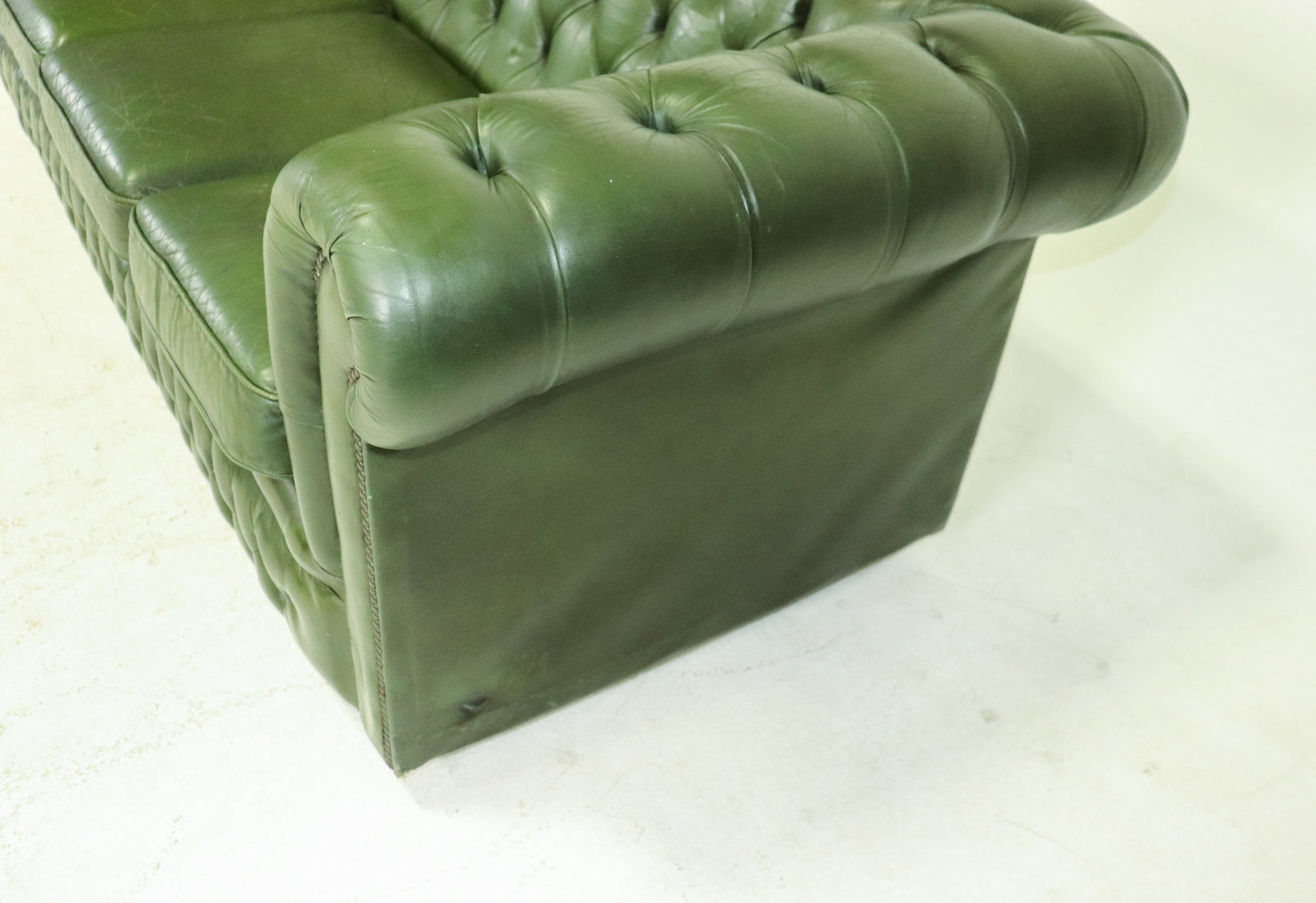 British Green Leather 4-seater Sofa - 5