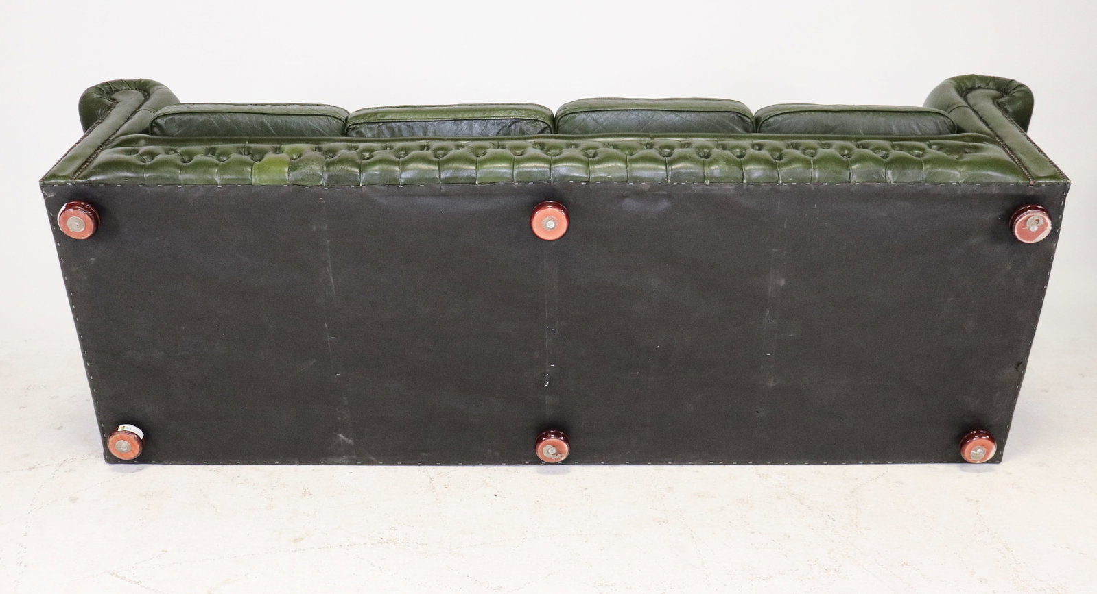 British Green Leather 4-seater Sofa - 7