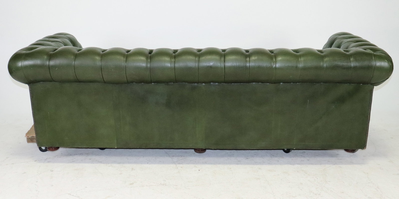 British Green Leather 4-seater Sofa - 8