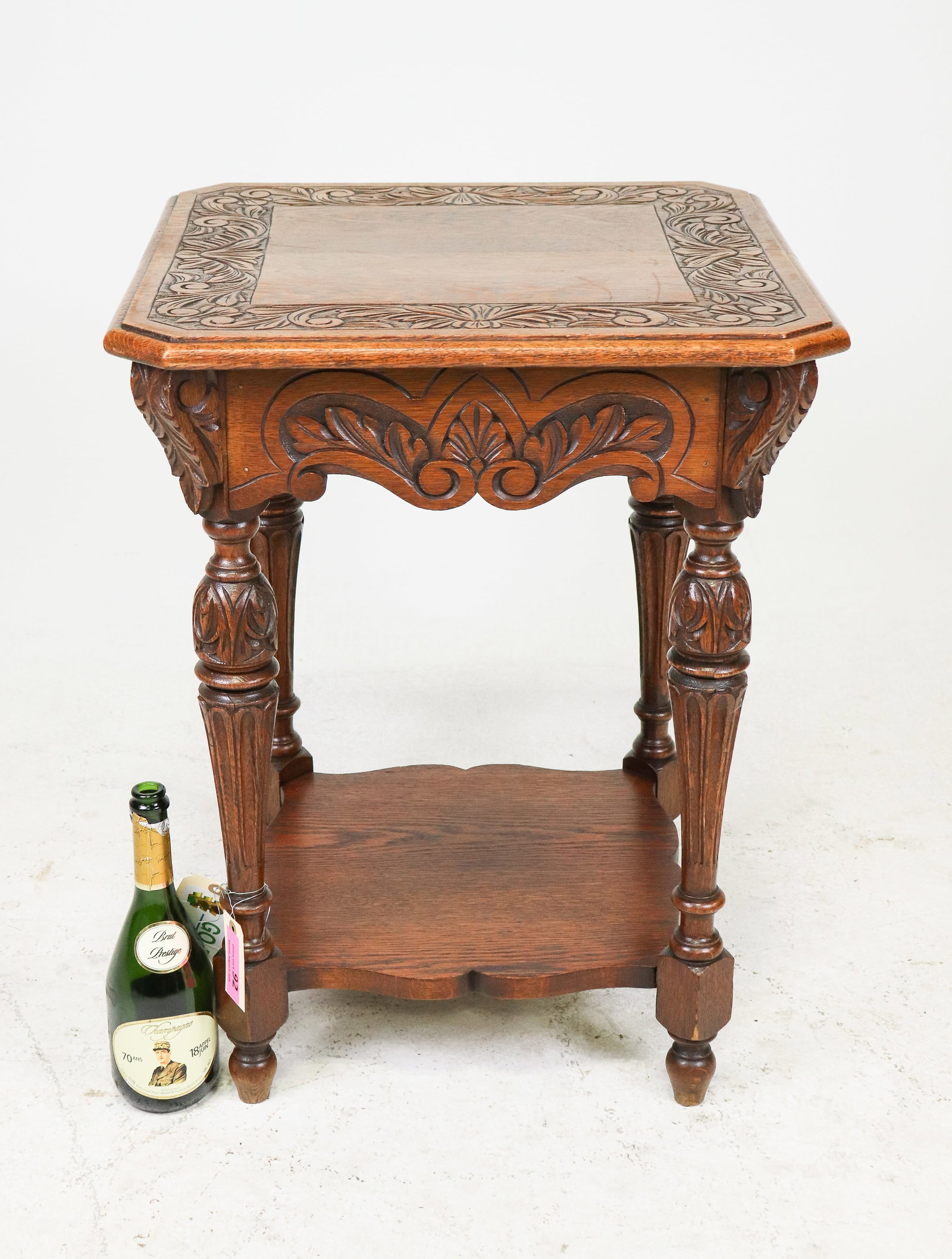 Tudor Style Carved Oak Occasional Table (1 of 4)