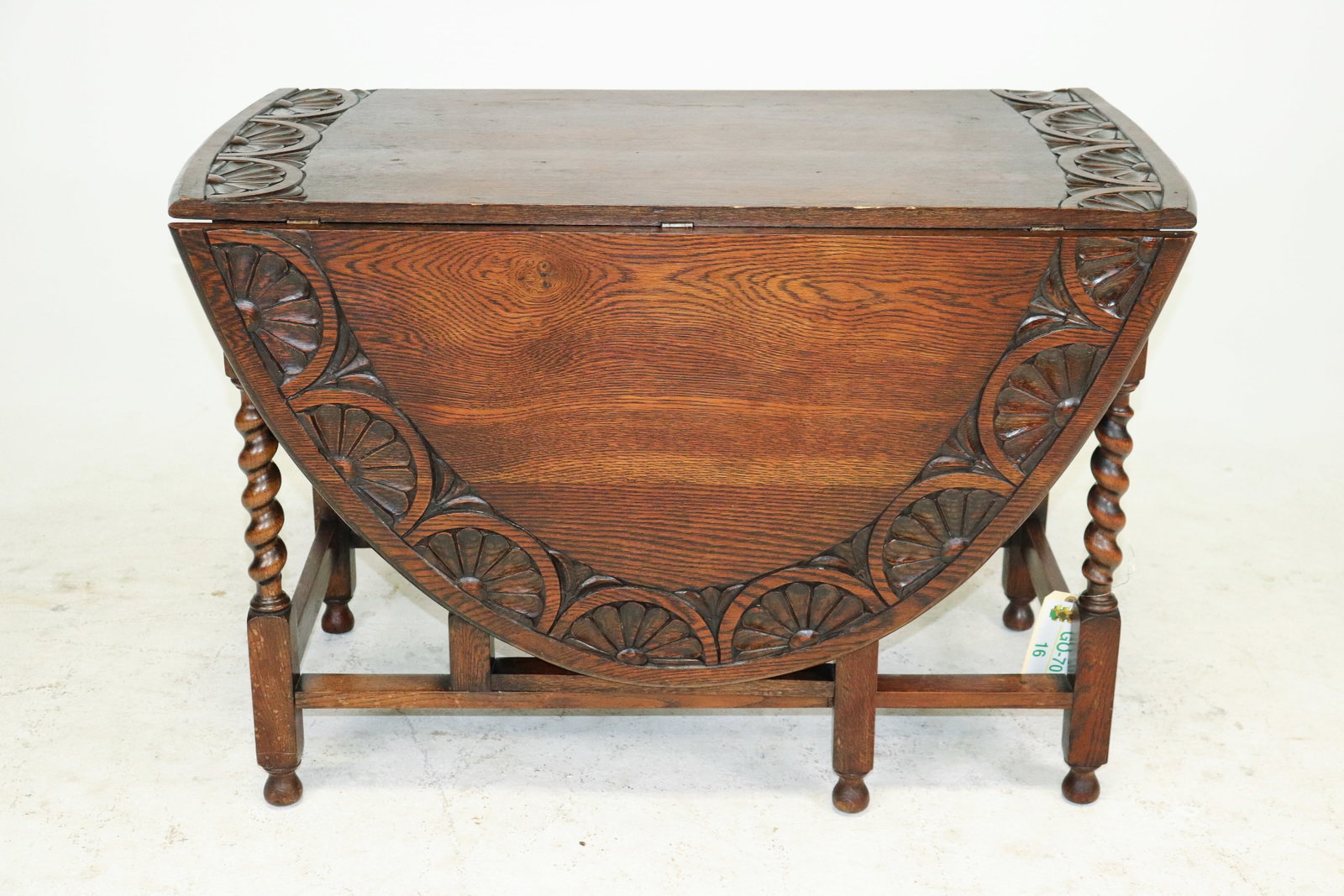 British Oak Carved Drop Leaf Barley Twist Table (1 of 3)