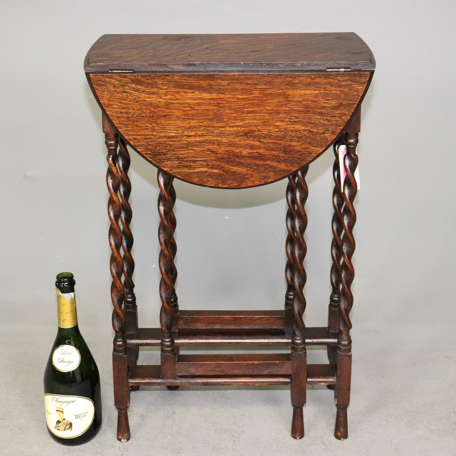 British Petite Oak Barley Twist Drop Leaf Table (1 of 3)
