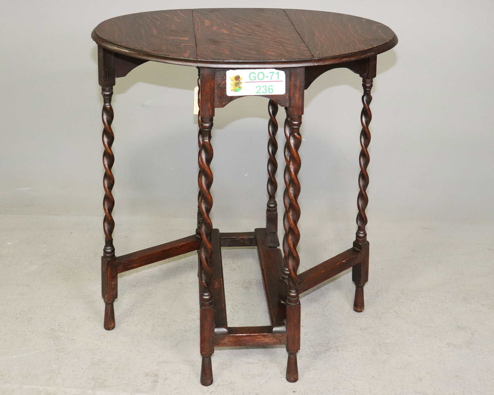 British Petite Oak Barley Twist Drop Leaf Table - 2