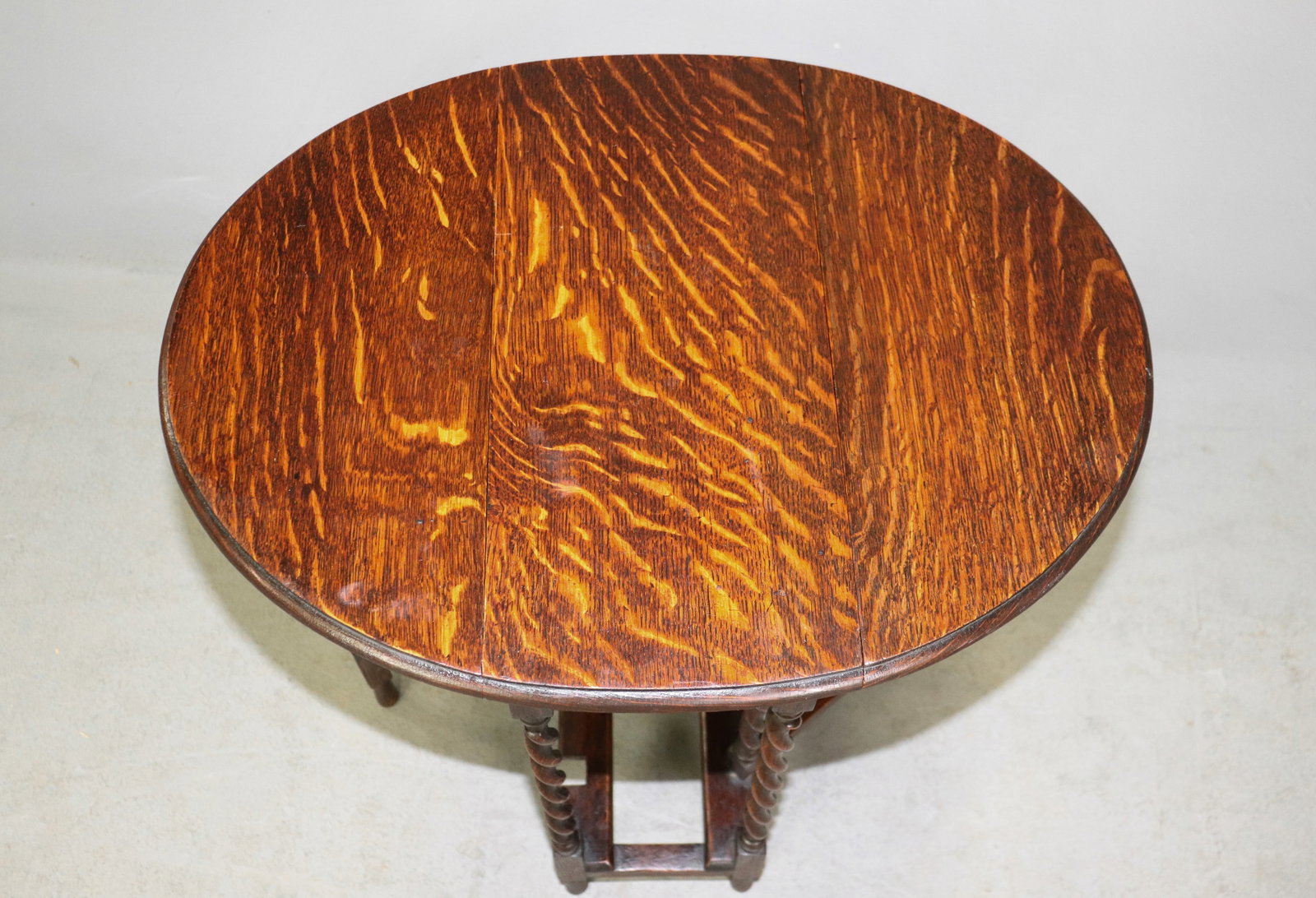 British Petite Oak Barley Twist Drop Leaf Table - 3