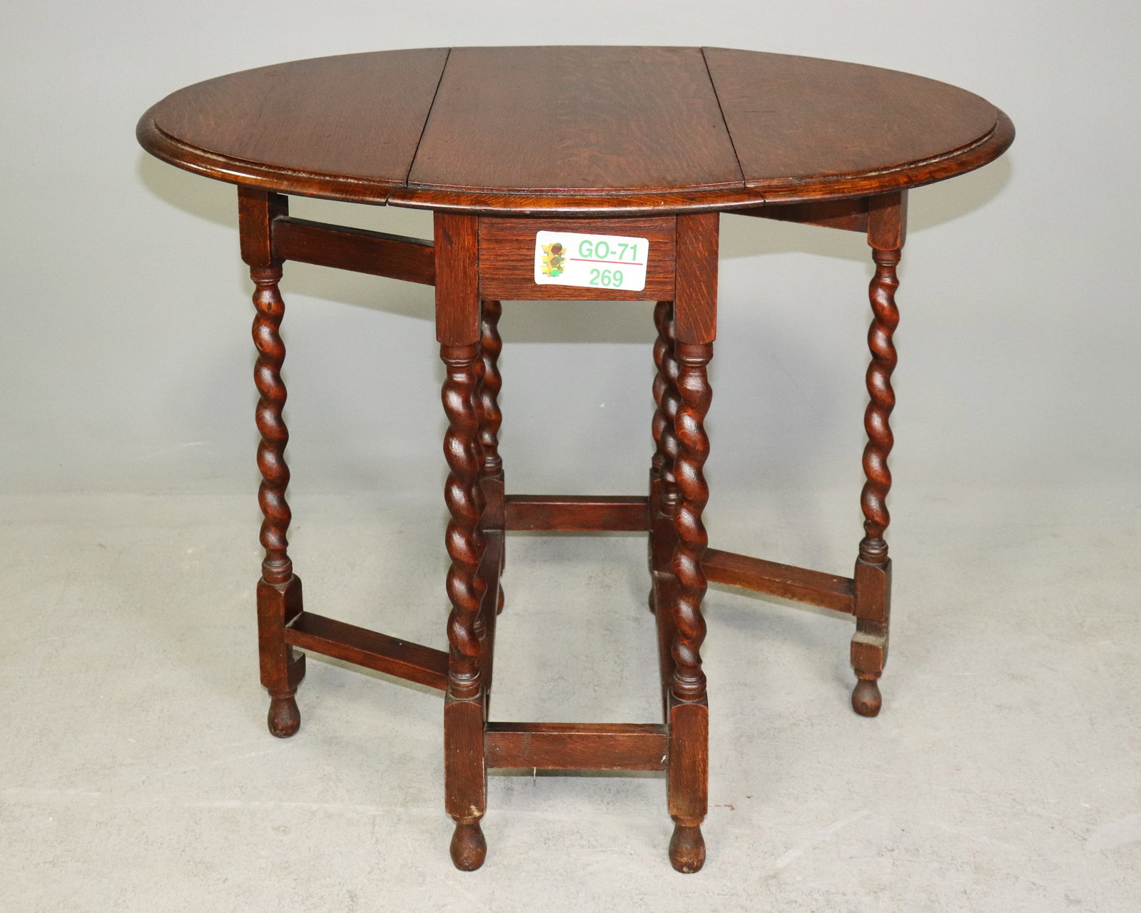 British Oak Barley Twist Drop Leaf Table - 2