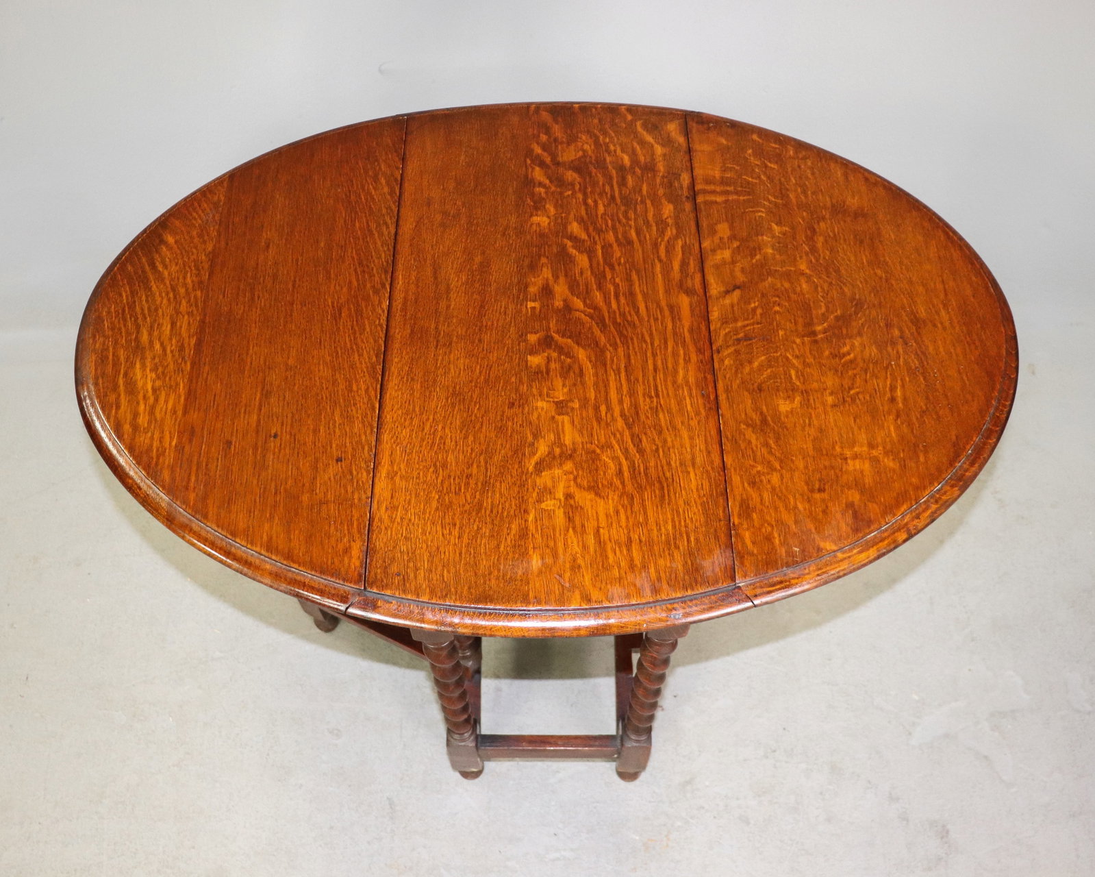 British Oak Barley Twist Drop Leaf Table - 3