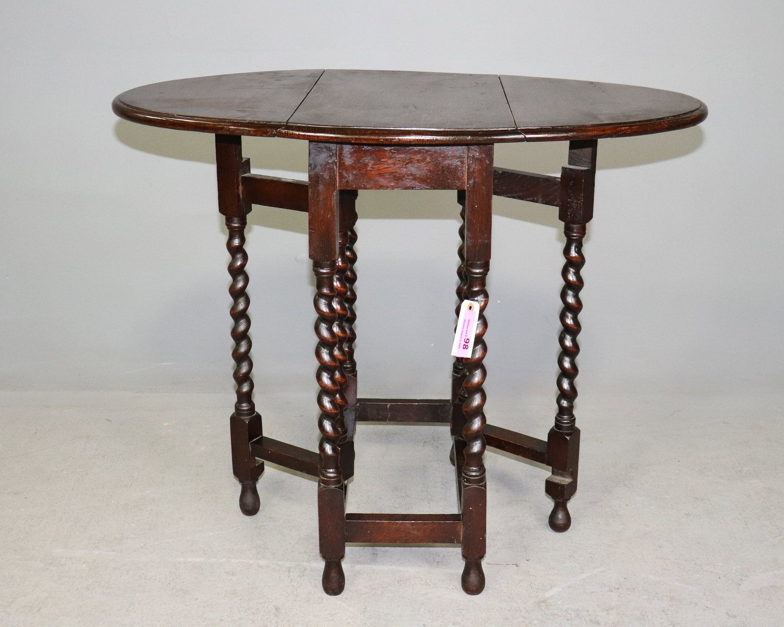 British Oak Barley Twist Drop Leaf Table - 2