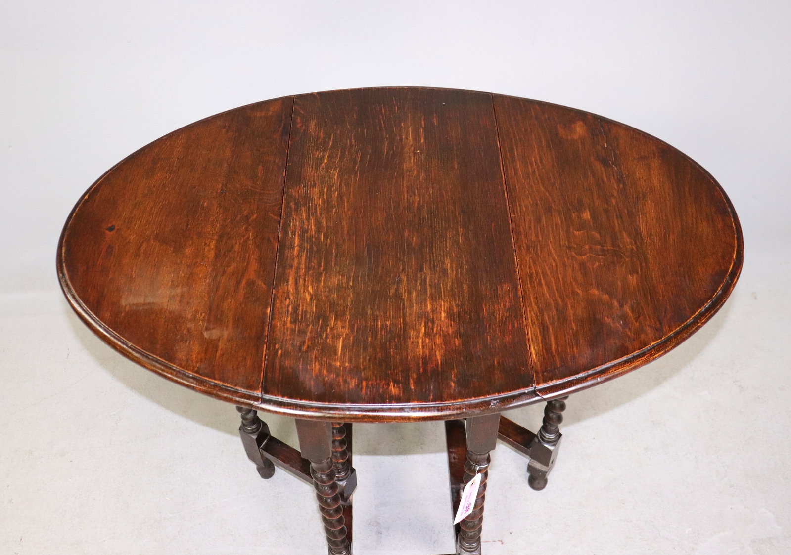 British Oak Barley Twist Drop Leaf Table - 3