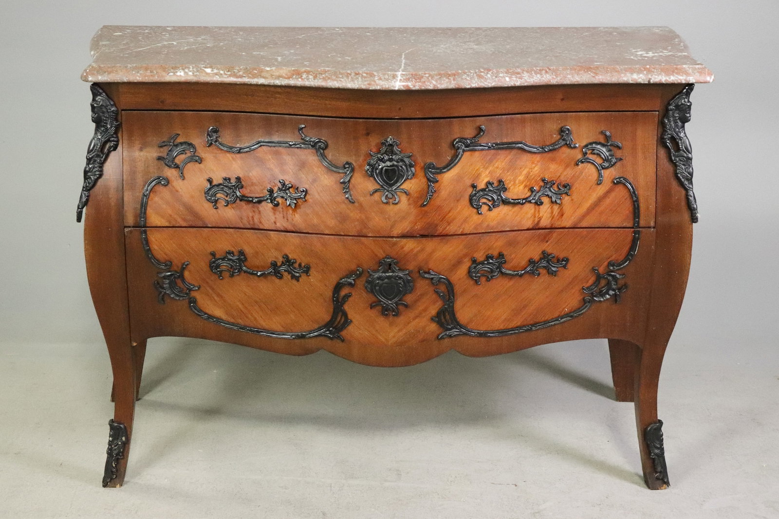 Marble Top 2-Drawer Walnut Cabinet with Accents (1 of 5)