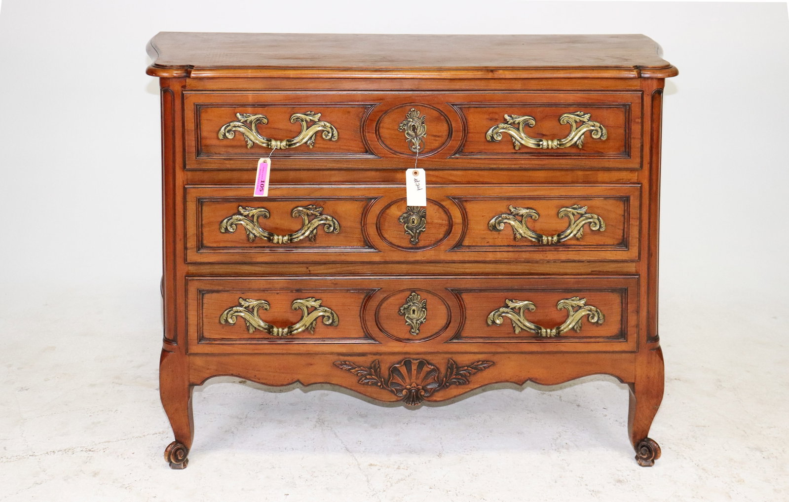 Louis XV Style 3-drawer chest with brass handles (1 of 5)