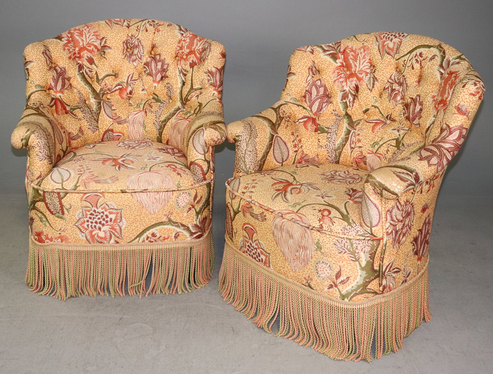 Napolean III Style armchairs with Fringed Skirts (1 of 7)