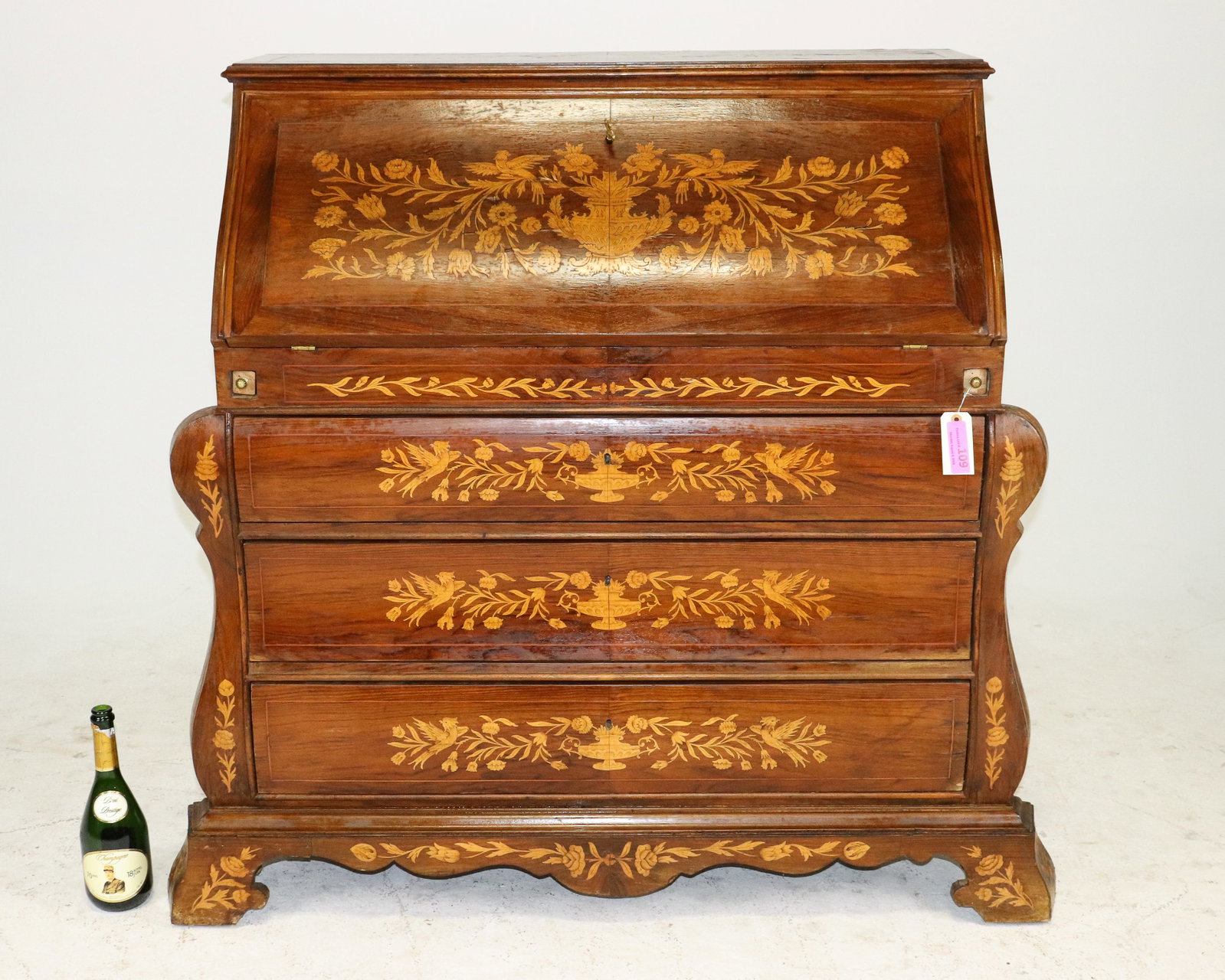 Marquetry Inlaid Drop Front Desk (1 of 10)