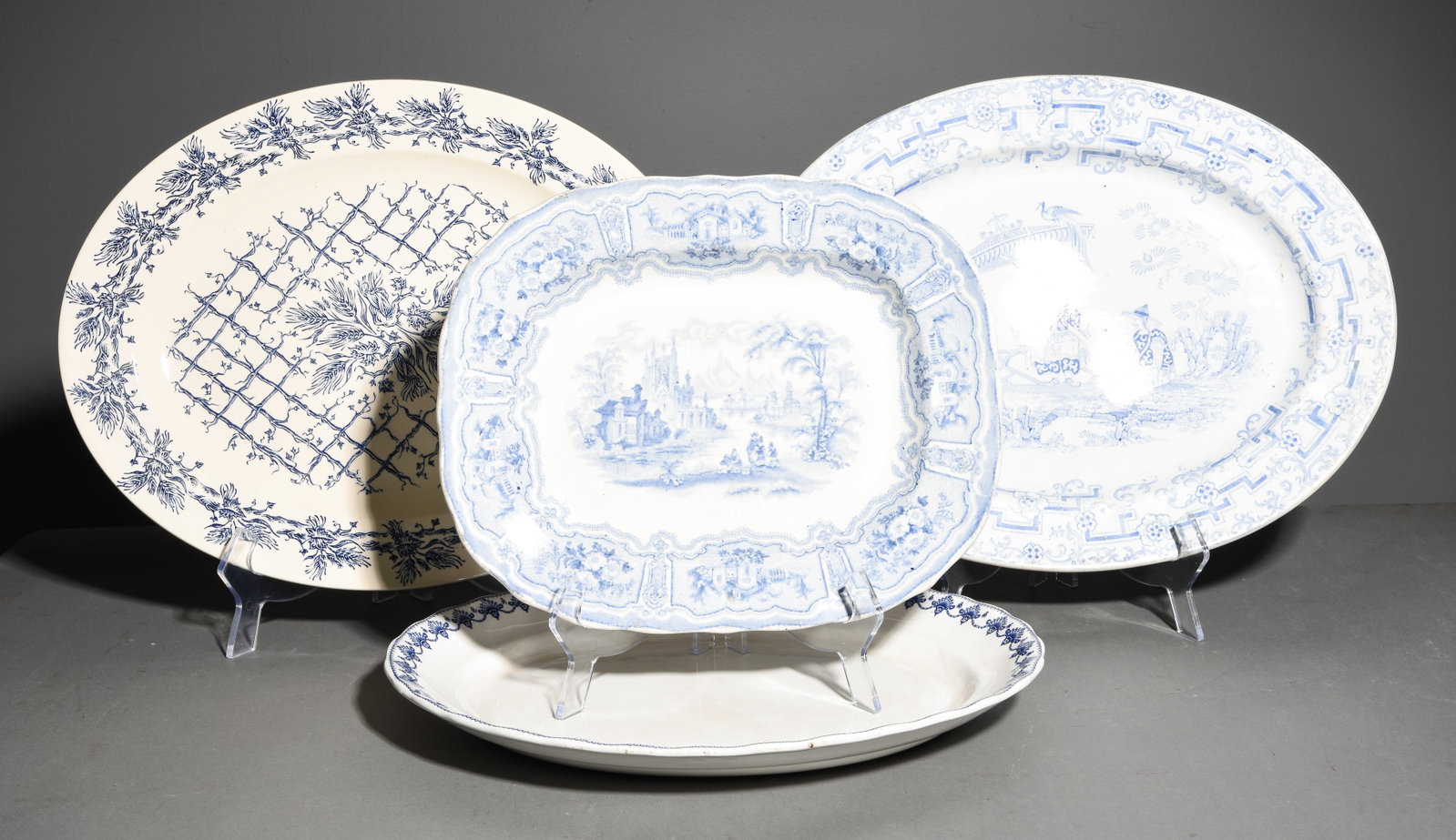 Four Assorted Blue & White Platters (1 of 9)