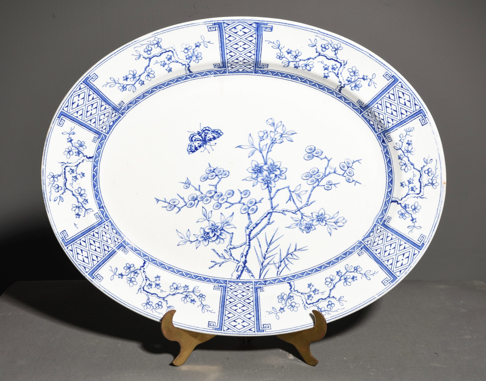 Large Blue & White Oval Platter - "Cherry Blossom" (1 of 5)