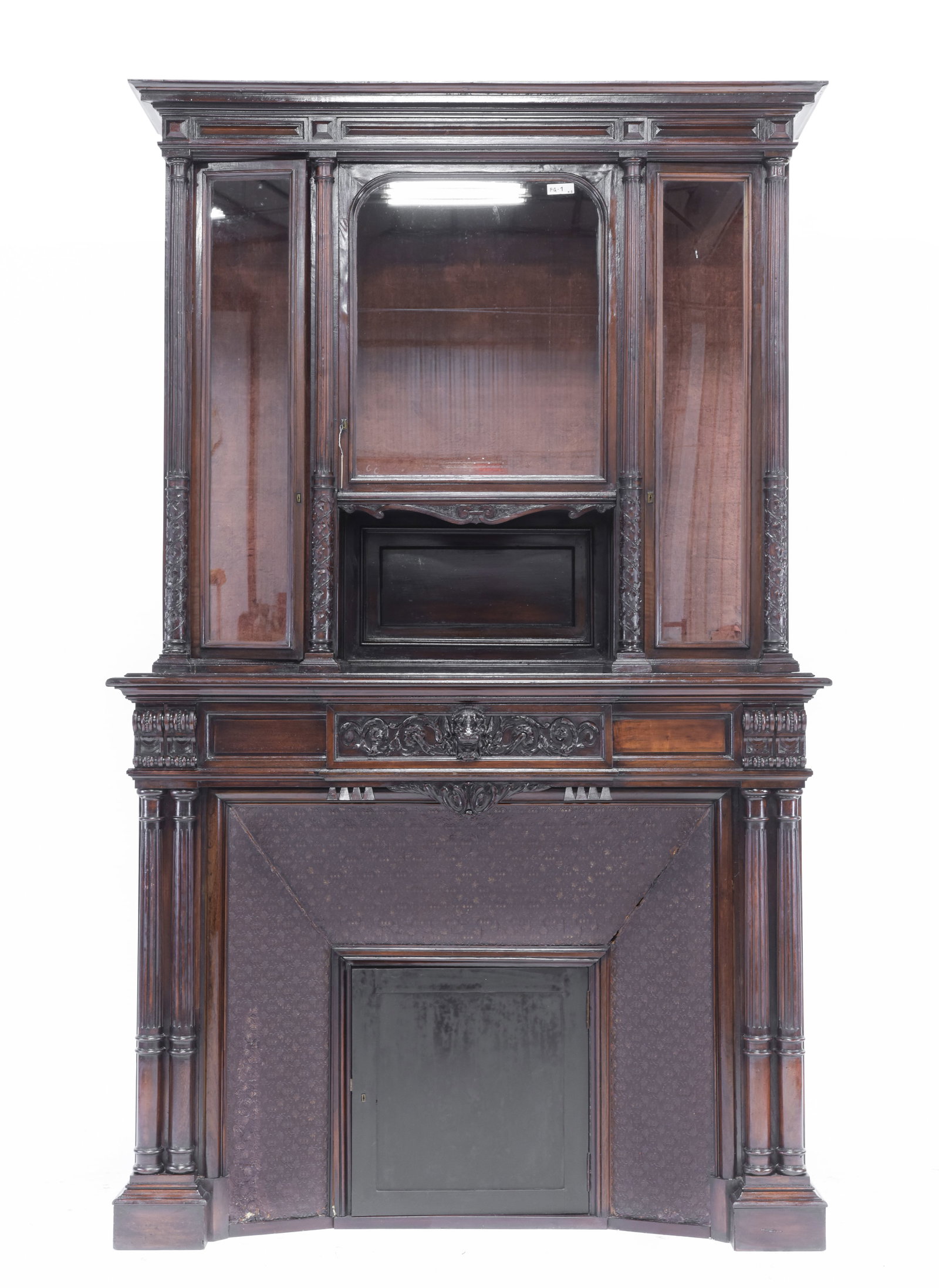 Renaissance Style Monumental Mantle: Renaissance Style Monumental Mantle - 113 in tall x 67.5 x 21.5 as a whole. The base alone is 55.25 in tall x 67.5 x 21.5 - This will break down for easier transport