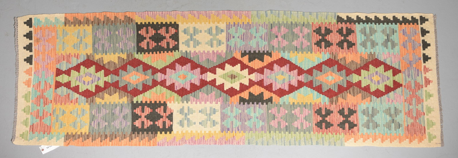 Hand Knotted Kilim Runner Rug - 3' x 8': Hand Knotted Kilim Runner Rug - 3' x 8'